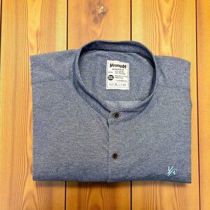 Young‎ LA Blue Cotton Blend Button Down Band Collar Shirt